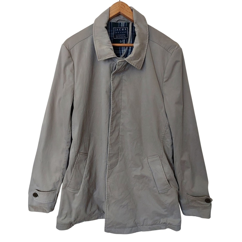 JACHS NEW YORK Mens Tan‎ Lightweight Button Front Trench Coat Jacket L
